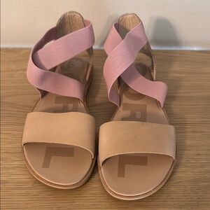 Sorel Pink and Tan Sandals Modern Minimalist Design